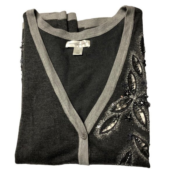 CHRISTOPHER‎ BANKS WOMEN GRAY CARDIGAN SWEATER  LG - Picture 5 of 6